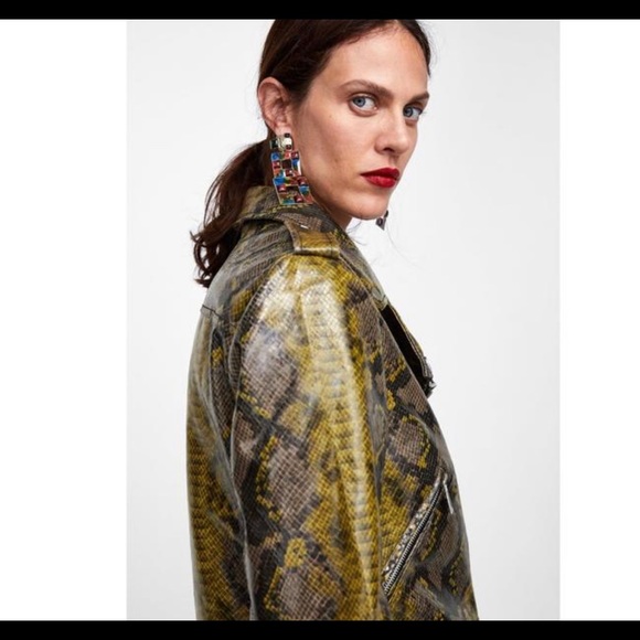 zara snake skin moto jacket NWT - Picture 8 of 9